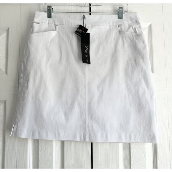 NWT Renuar White Stretch Skort Size 12 Pockets Summer Travel Golf Resort Wear - Picture 1 of 9